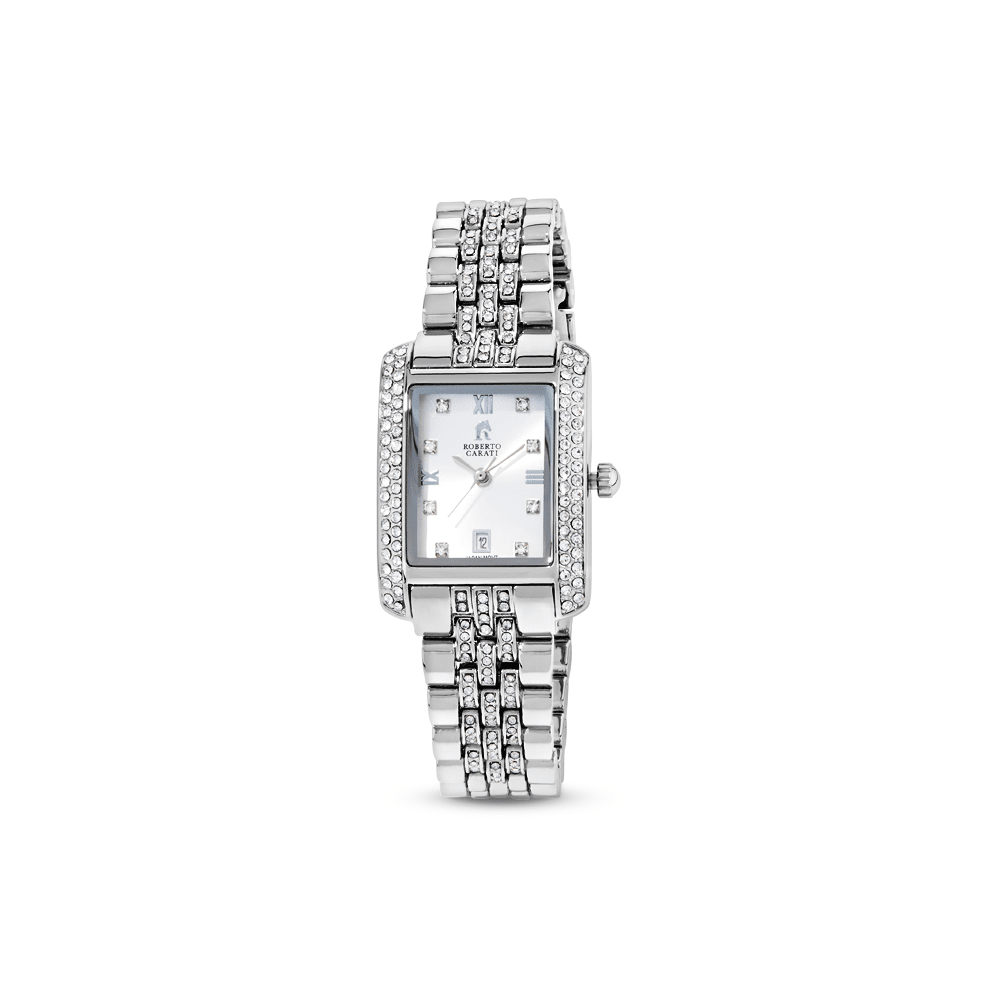 Roberto Carati Marseille Crystal Set Silver Tone Watch Watches Roberto Carati 