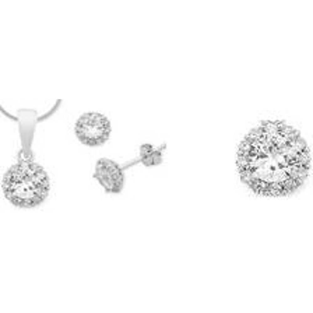 Sterling Silver Cubic Zirconia Halo Jewellery Set Jewellery Sets Bevilles Jewellers 