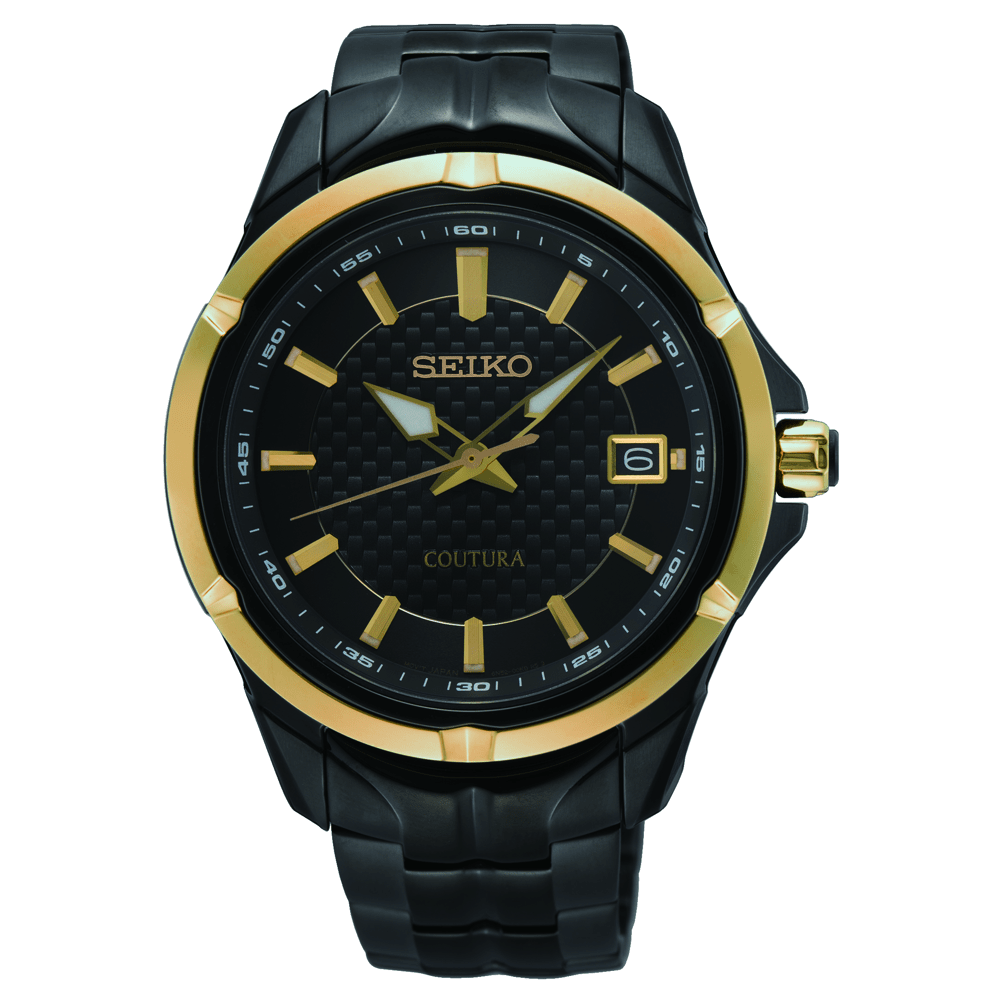Seiko Coutura Analogue Black and Gold Tone Watch SUR598P Watches Seiko 