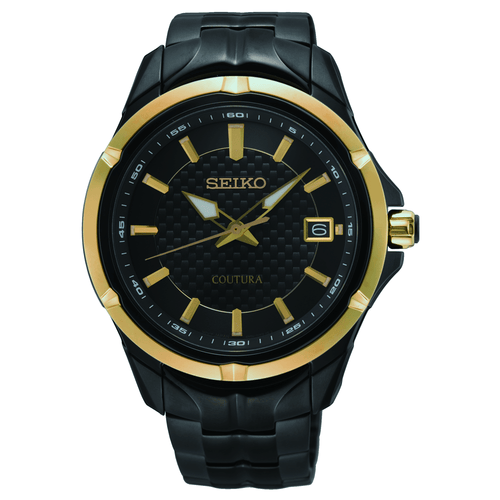 Seiko Coutura Analogue Black and Gold Tone Watch SUR598P Watches Seiko 