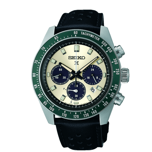 Seiko Prospex Speedtimer Solar Black Leather Watch SSC943P Watches Seiko 