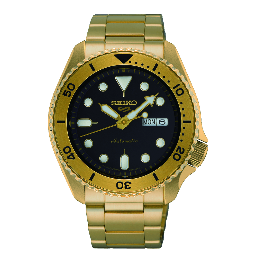 Seiko Automatic GMT 5 Sports Gold Tone Watch SRPK18J-8 Watches Seiko 