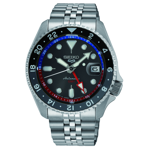 Seiko Automatic GMT 5 Sports Silver Tone Watch SSK019J-8 Watches Seiko 