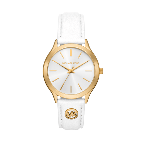 Michael Kors Slim Runway Three-Hand White Leather Watch MK7466 Watches Michael Kors 