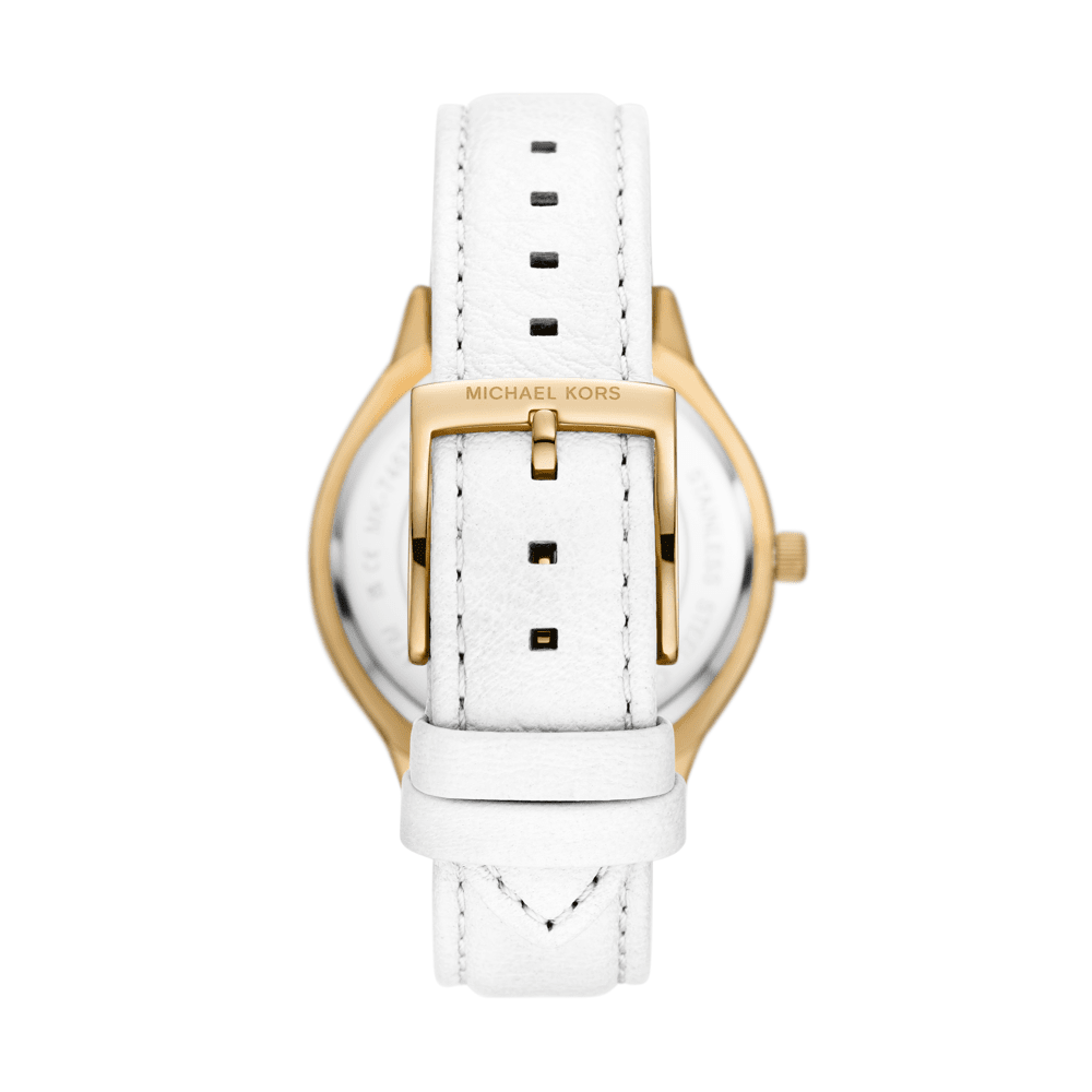 Michael Kors Slim Runway Three-Hand White Leather Watch MK7466 Watches Michael Kors 