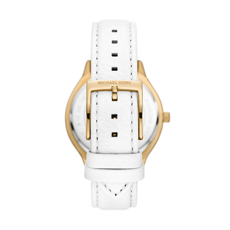 Michael Kors Slim Runway Three-Hand White Leather Watch MK7466 Watches Michael Kors 