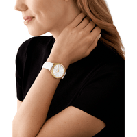 Michael Kors Slim Runway Three-Hand White Leather Watch MK7466 Watches Michael Kors 