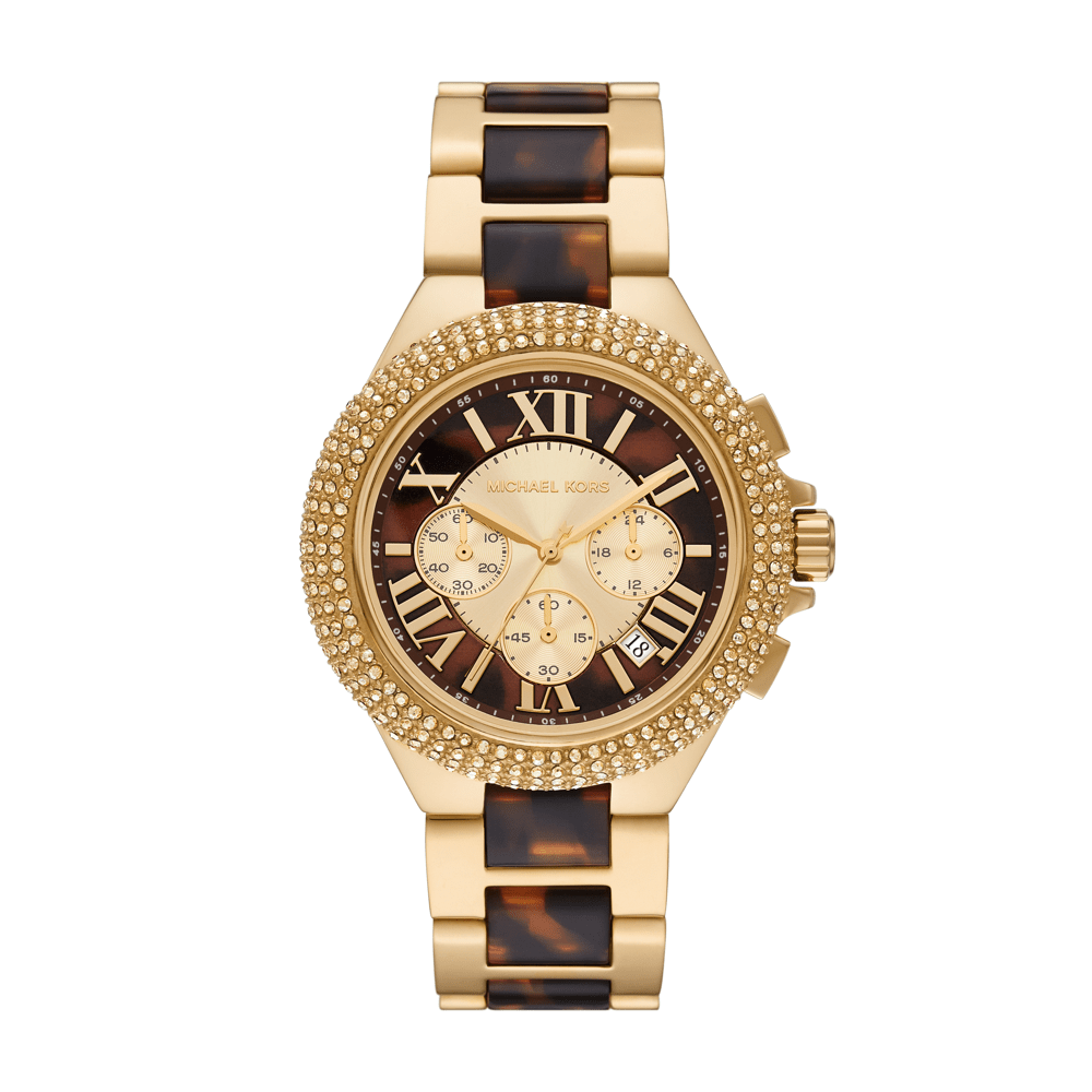 Michael Kors Camille Chronograph Gold-Tone Stainless Steel and Tortoise Acetate Watch MK7269 Watches Michael Kors 