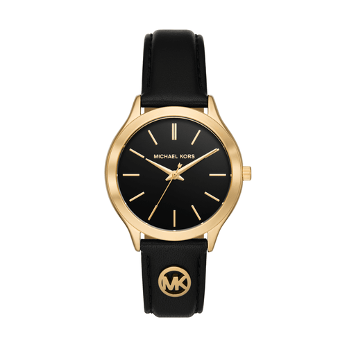 Michael Kors Slim Runway Three-Hand Black Leather Watch MK7482 Watches Michael Kors 