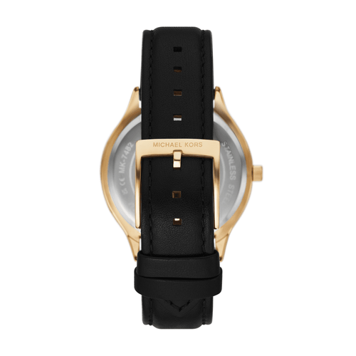 Michael Kors Slim Runway Three-Hand Black Leather Watch MK7482 Watches Michael Kors 
