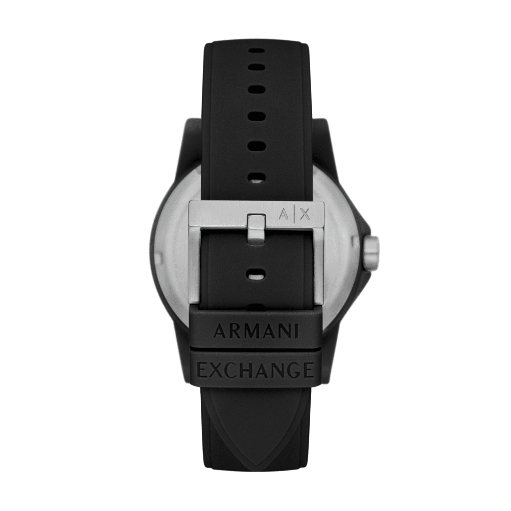 Armani Exchange Three-Hand Black Silicone Watch and Bracelet Set AX7159SET Watches Armani Exchange 