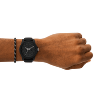 Armani Exchange Three-Hand Black Silicone Watch and Bracelet Set AX7159SET Watches Armani Exchange 