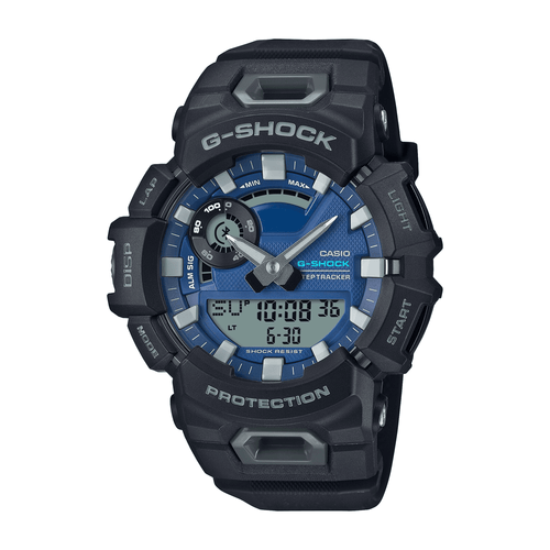 Casio G Shock G Squad Breeze Run Bluetooth Life Log Dual 200M Water Resistant Blue Face Black Resin Band GBA900CB-1A Bevilles Jewellers 