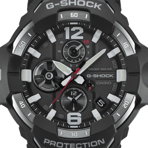 Casio G Shock Mog Gravity Master Solar Bluetooth Dual Stopwatch 200M Water Resistant Black Face & Resin Band GRB300-1A Bevilles Jewellers 