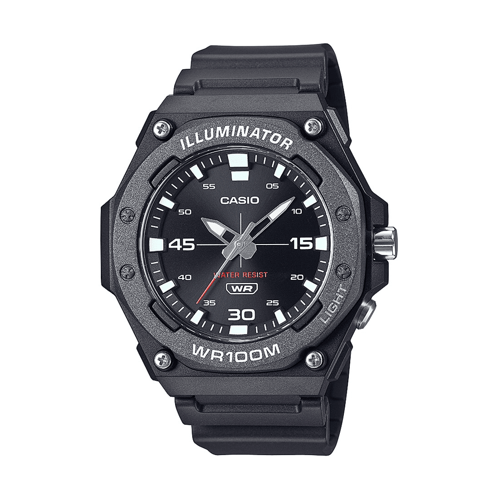 Casio Ana Heavy Duty Led Light 100M Water Resistant Water Resistant Black Face And Resin Band MW620H-1A Watches Casio 