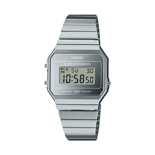 Casio Digital Vintage Led Stopwatch AlarmChrome Case A700WEV-7A Bevilles Jewellers 