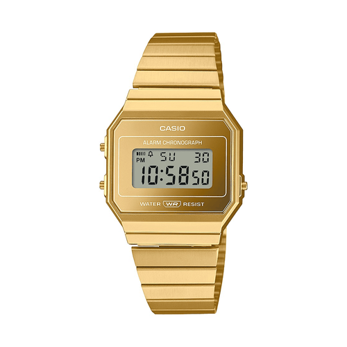 Casio Digital Vintage Led Stopwatch AlarmGoldtone Case & A700WEVG-9A Bevilles Jewellers 
