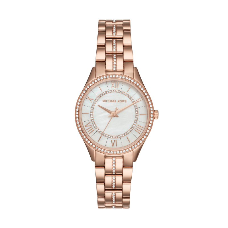 Mk3724 Michael Kors Women's Lauryn Three-Hand Rose Gold-Tone Stainless Steel ...