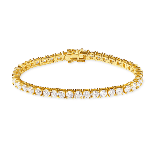 Tennis Bracelet with Cubic Zirconia in Gold Plated Sterling Silver Bevilles Jewellers 
