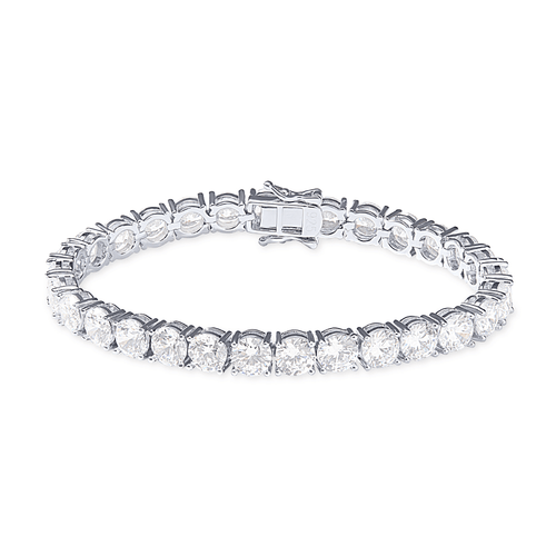 Tennis Bracelet with Cubic Zirconia in Rhodium Plated Sterling Silver Bevilles Jewellers 