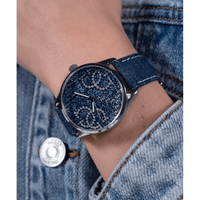 Guess Trend G Stitch Trend Silver-Tone Blue Denim Strap Women's' Watch GW0755L1 Watches Guess 