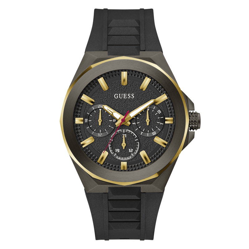 Guess Sport Dashboard Sport Black with Gold-Tone Highlights Men's Watch GW0799G1 Watches Bevilles Jewellers 