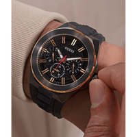 Guess Sport Dashboard Sport Black with Gold-Tone Highlights Men's Watch GW0799G1 Watches Bevilles Jewellers 
