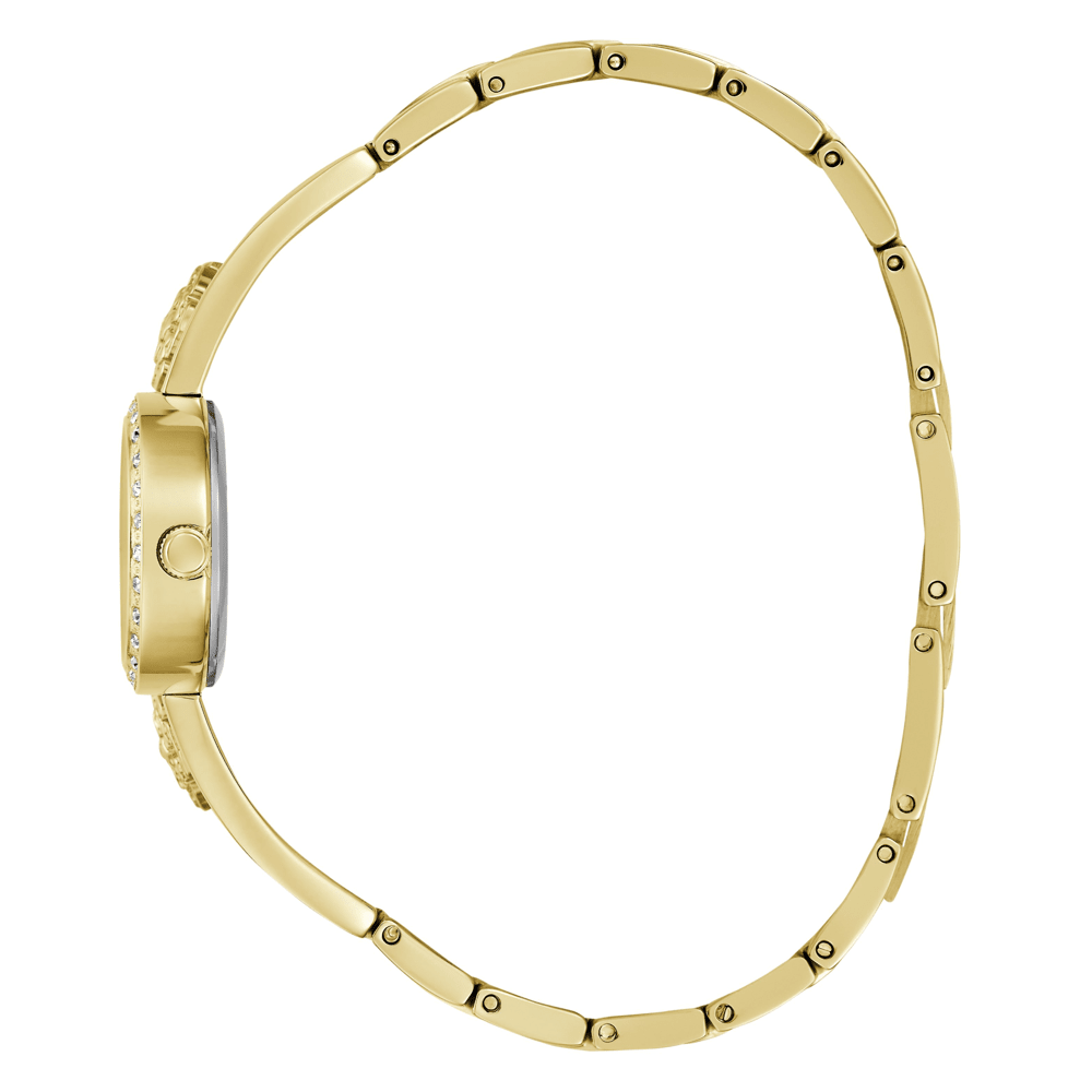 Guess Bejeweled Chloe Bejeweled Gold-Tone Floral Bangle Women's Watch GW0756L2 Watches Bevilles Jewellers 