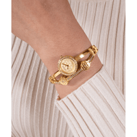 Guess Bejeweled Chloe Bejeweled Gold-Tone Floral Bangle Women's Watch GW0756L2 Watches Bevilles Jewellers 