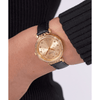 Guess Bejeweled Enchantment Bejeweled Gold-Tone Black Leather Women's Watch GW0764L2 Watches Bevilles Jewellers 