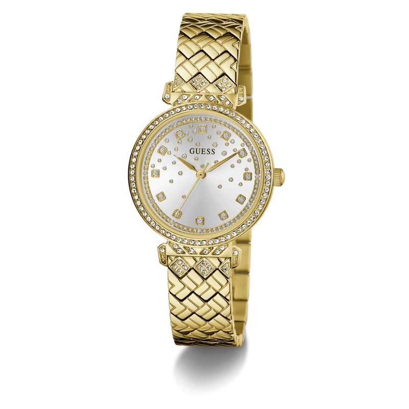 Guess Bejeweled Enchantment Bejeweled Gold-Tone Analogue Women's Watch GW0763L2 Watches Bevilles Jewellers 