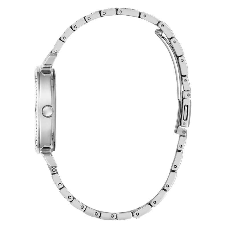 Guess Bejeweled Enchantment Bejeweled Silver-Tone Analogue Women's Watch GW0763L1 Watches Bevilles Jewellers 