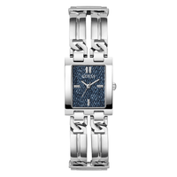 Guess Trend Mod Id Trend Silver-Tone Blue Denim Women's Watch GW0807L1 Watches Bevilles Jewellers 