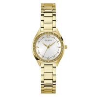 Guess Dress Charlotte Dress Gold-Tone Crystal Bezel Women's Watch GW0767L2 Watches Bevilles Jewellers 