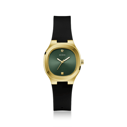 Guess Dress Eve Dress Gold Tone Black Silicone Watch GW0658L1 Watches Guess 