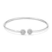 69mm Cubic Zirconia Pavé Ball Accent Bangle in Sterling Silver Bangles Bevilles 