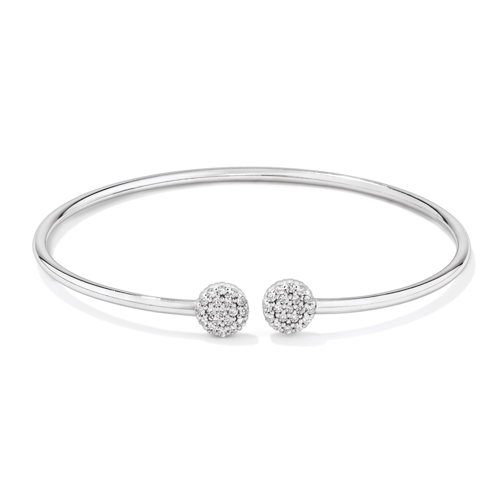 69mm Cubic Zirconia Pavé Ball Accent Bangle in Sterling Silver Bangles Bevilles 