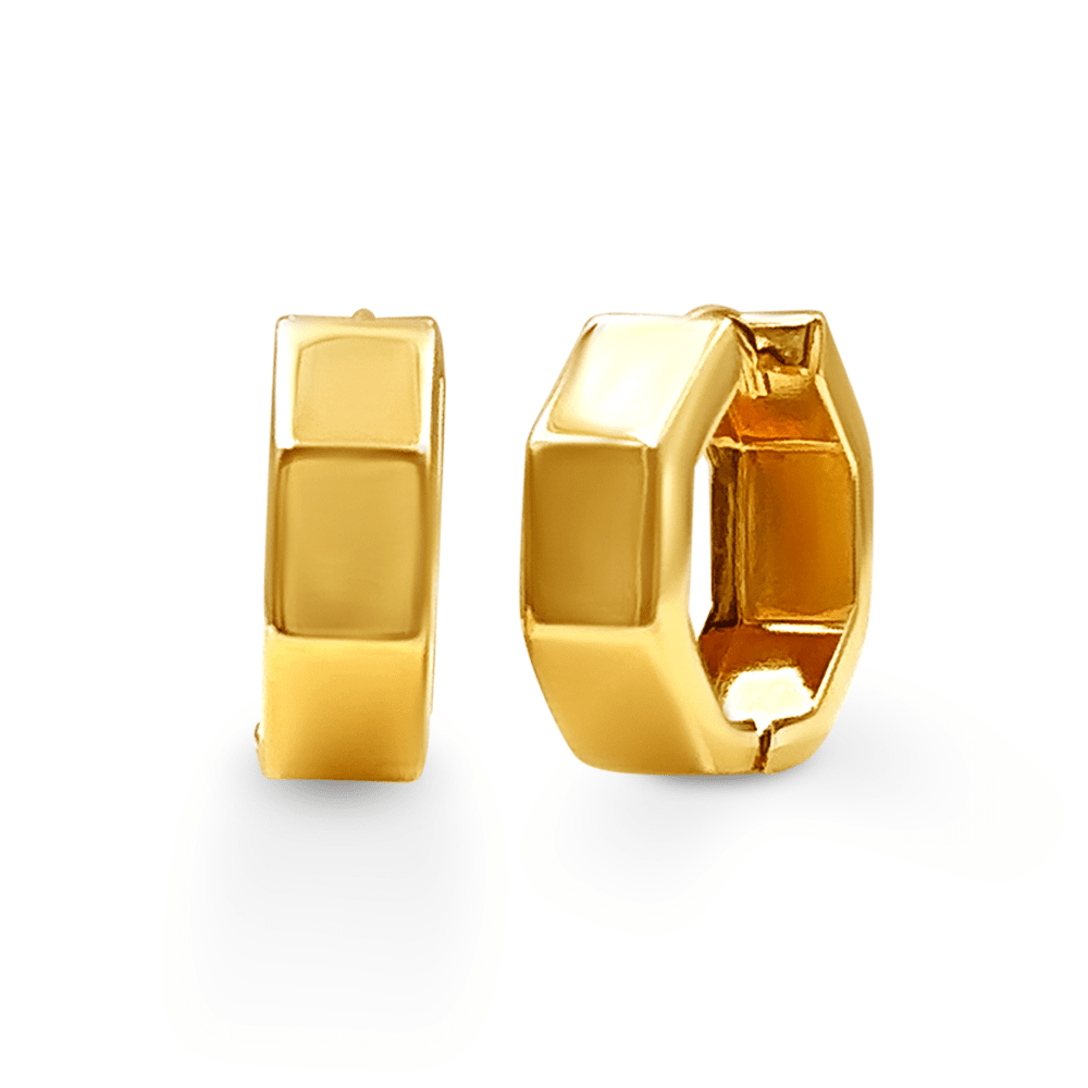 9ct Yellow Gold Silver Infused Mini 7 Sided Huggie Earrings Bevilles Jewellers 