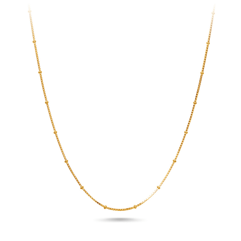 9ct Yellow Gold Box Chain Necklace 45cm Bevilles Jewellers 