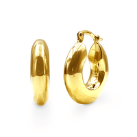 9ct Yellow Gold Silver Infused Thick Open Top Tube Hoop Earrings Bevilles Jewellers 