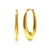9ct Yellow Gold Silver Filled Bold Tube Knife Edged Oval Hoop Earrings Bevilles Jewellers 