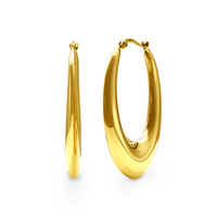 9ct Yellow Gold Silver Filled Bold Tube Knife Edged Oval Hoop Earrings Bevilles Jewellers 