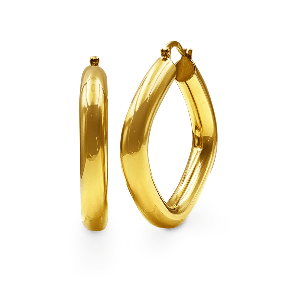 9ct Yellow Gold Silver Infused Large Square Tube Hoop Earrings Bevilles Jewellers 