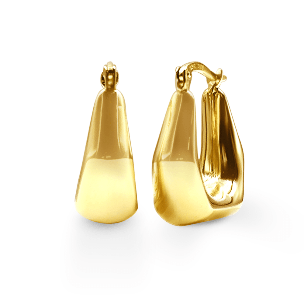 9ct Yellow Gold Silver Infused Graduated Angled Hoop Earrings Bevilles Jewellers 