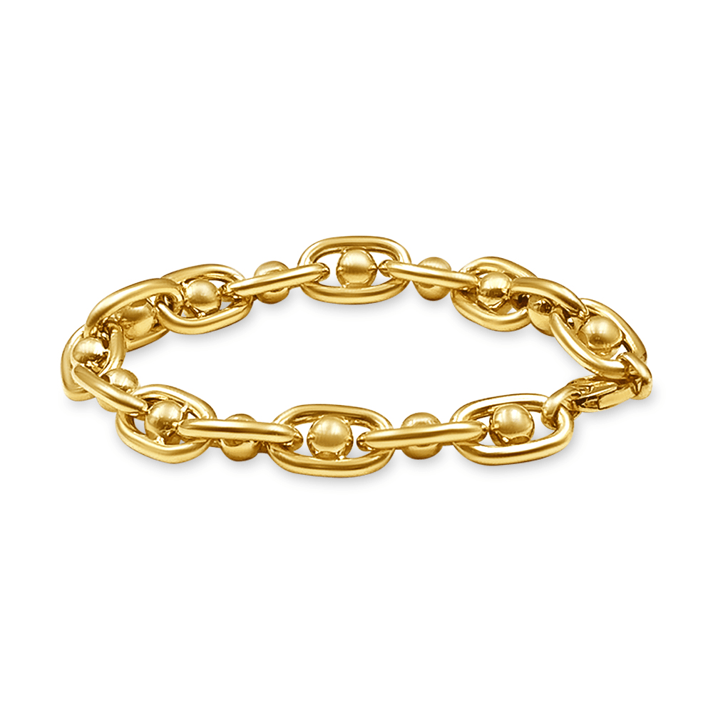 9ct Yellow Gold Silver Infused Beaded Rolo Bracelet Bevilles Jewellers 