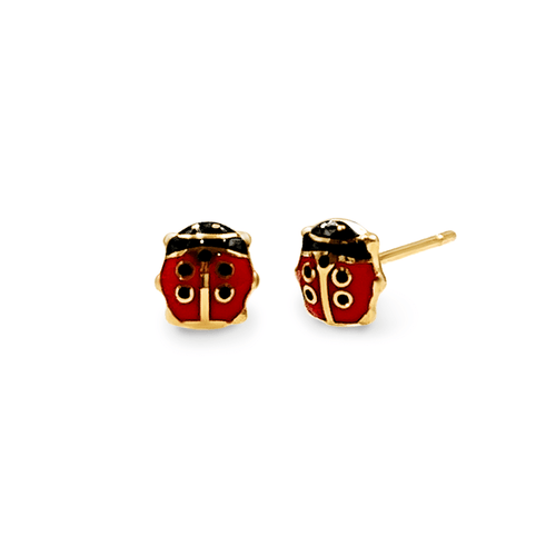 Ladybug Mini Stud Earrings in 9ct Yellow Gold Bevilles Jewellers 