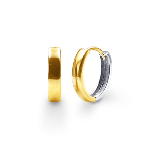 9ct Yellow Gold Two Tone Oval Huggie Hoop Earrings Bevilles Jewellers 