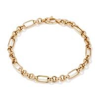 19cm Figaro Belcher Bracelet in 9kt Yellow Bonded Gold Bracelets Bevilles 