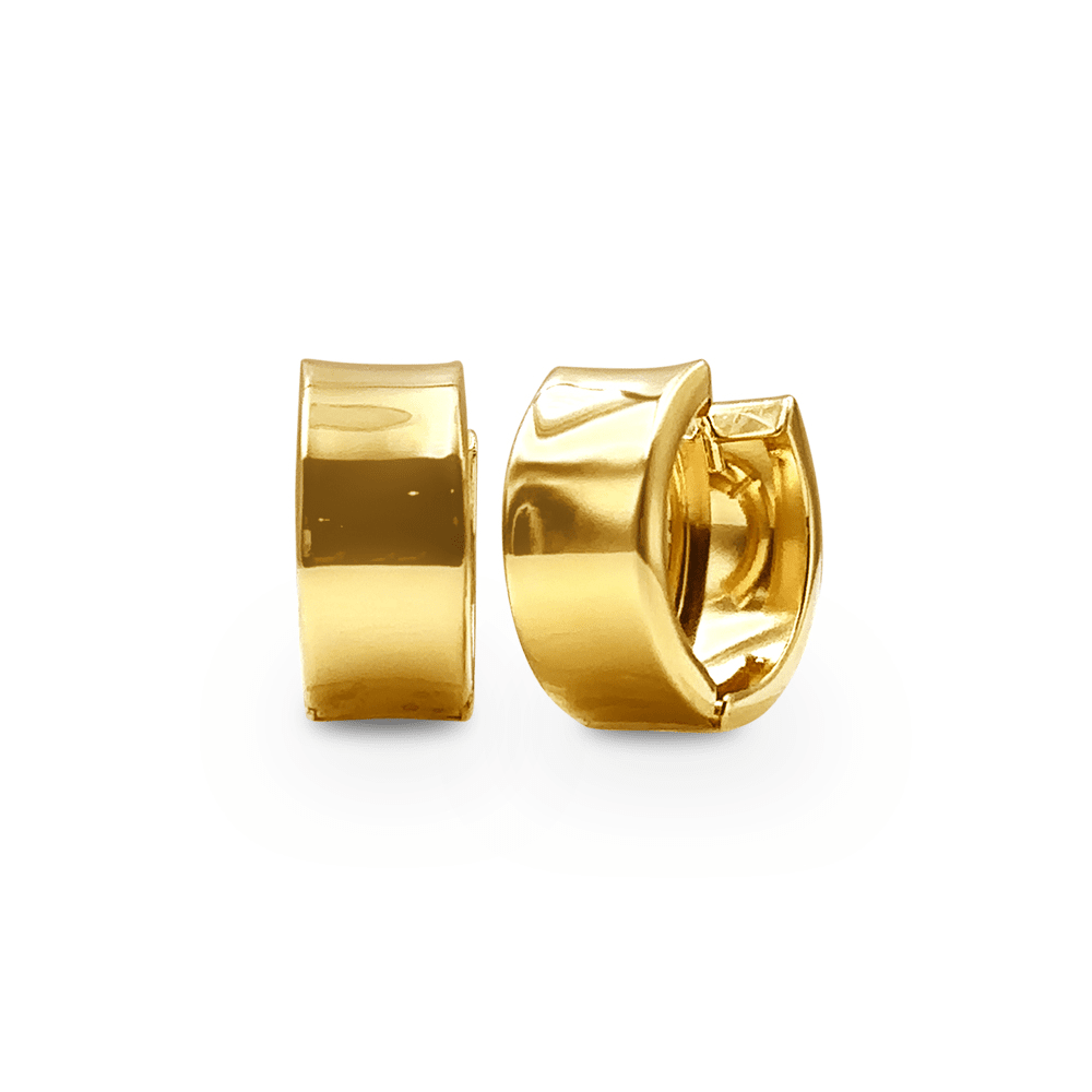 9ct Yellow Gold Silver Infused Plain Huggies Earrings Bevilles Jewellers 
