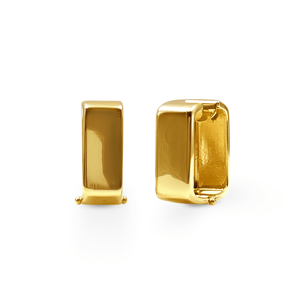 9ct Yellow Gold Silver Infused Mini Square Huggies Earrings Earrings Bevilles Jewellers 